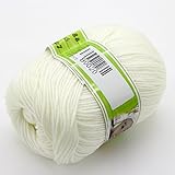joylve Knitting Yarn Skein Baby Super Smooth Worsted Soft Natural Silk Wool Fiber Milky-White