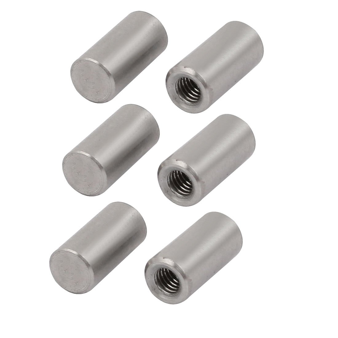 Sourcingmap 304 Stainless Steel M3 Female Thread 5mm x 10mm Cylindrical Dowel Pin 6pcs