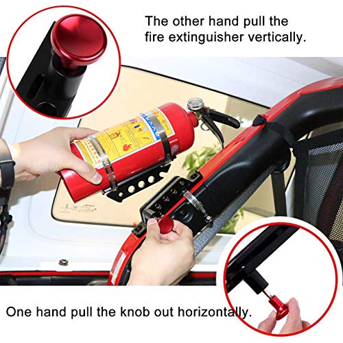 For Jeep Wrangler JK TJ CJ Rubicon Adjustable Roll Bar Fire Extinguisher Mount Holder w/Clamps For Polaris RZR Ranger (Metal Billet Aluminum)