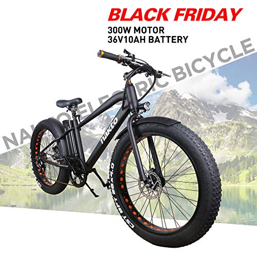 nakto Electric Bikes for Adults, 300W Electric Bike Mountain Fat Tire Bike with 36V 10AH Lithium Bat