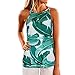WLLW Women Crew Neck Sleeveless Floral Print Shirt Tops Tee Tanks Camis (US XL, Green)