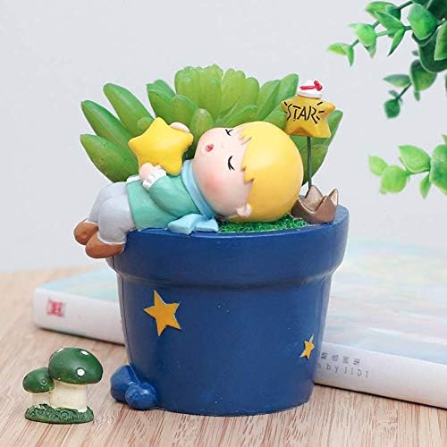 YIWAI 1PC Little Prince Flower Pot for Succulent Plants Planter Flowerpot Original Design Bonsai Crafts Home,D