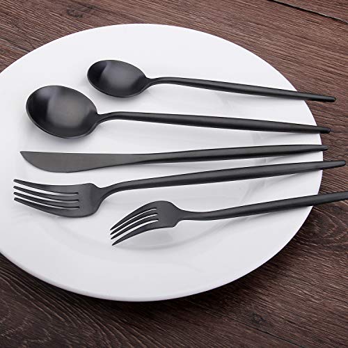 Matte Silverware Set, SHARECOOK 20Piece Stainless Steel Satin Finish