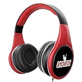 KidRox RS4 Kids Headphones 85dB Volume Limited Adjustable and Safe Hearing Protection Tangle Free Wired On-Ear Earphones for Children Toddler Boys Girls (Black/Red)