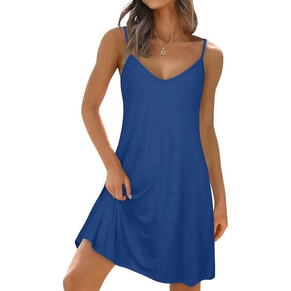 DOUBLJU Women's Casual Spaghetti Loose Swing Slip Dress (Plus Black at  Amazon Women's Clothing store
