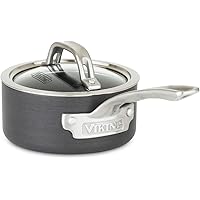 Viking Culinary Hard Anodized Nonstick Saucepan, 1 Quart, Includes Glass Lid, Oven and Dishwasher Safe, Works on Electronic, 