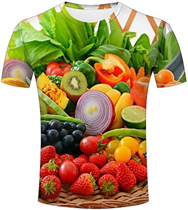 Janicie Dreamew Unisex 3D Digital Printed T Shirts A Variety of Fruits Pattern Short Sleeve Tees