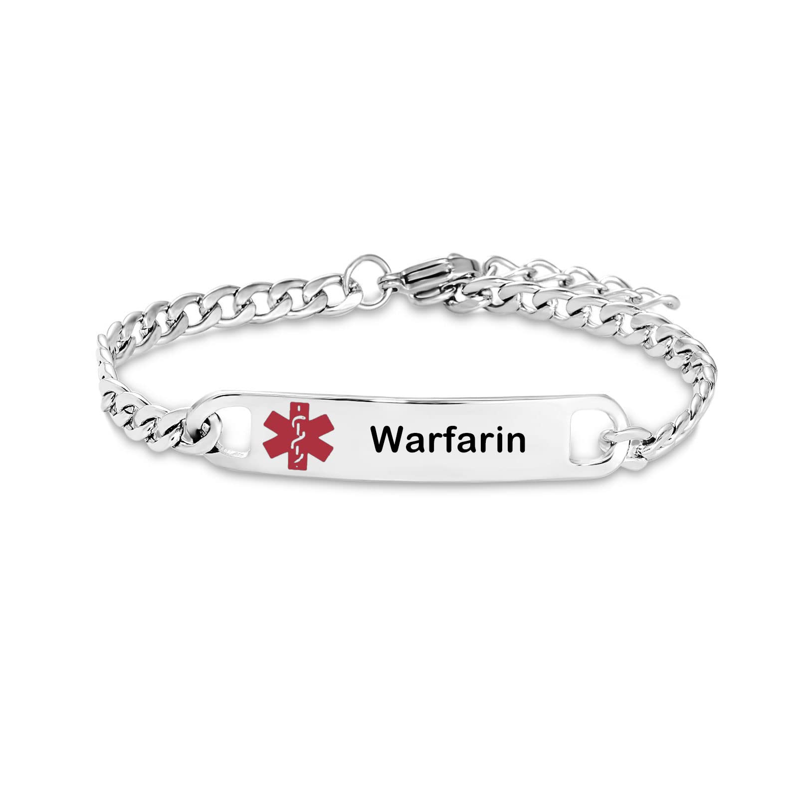 KunBead Jewelry Warfarin Medical Alert Bracelets for Women Adjustable Stainless Steel Mesh Emergency Awareness Medical ID Bracelet