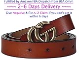 G-Style Gold Buckle Womens Slim Belt ~ 2.5cm Belt Width (95cm (Waist 27