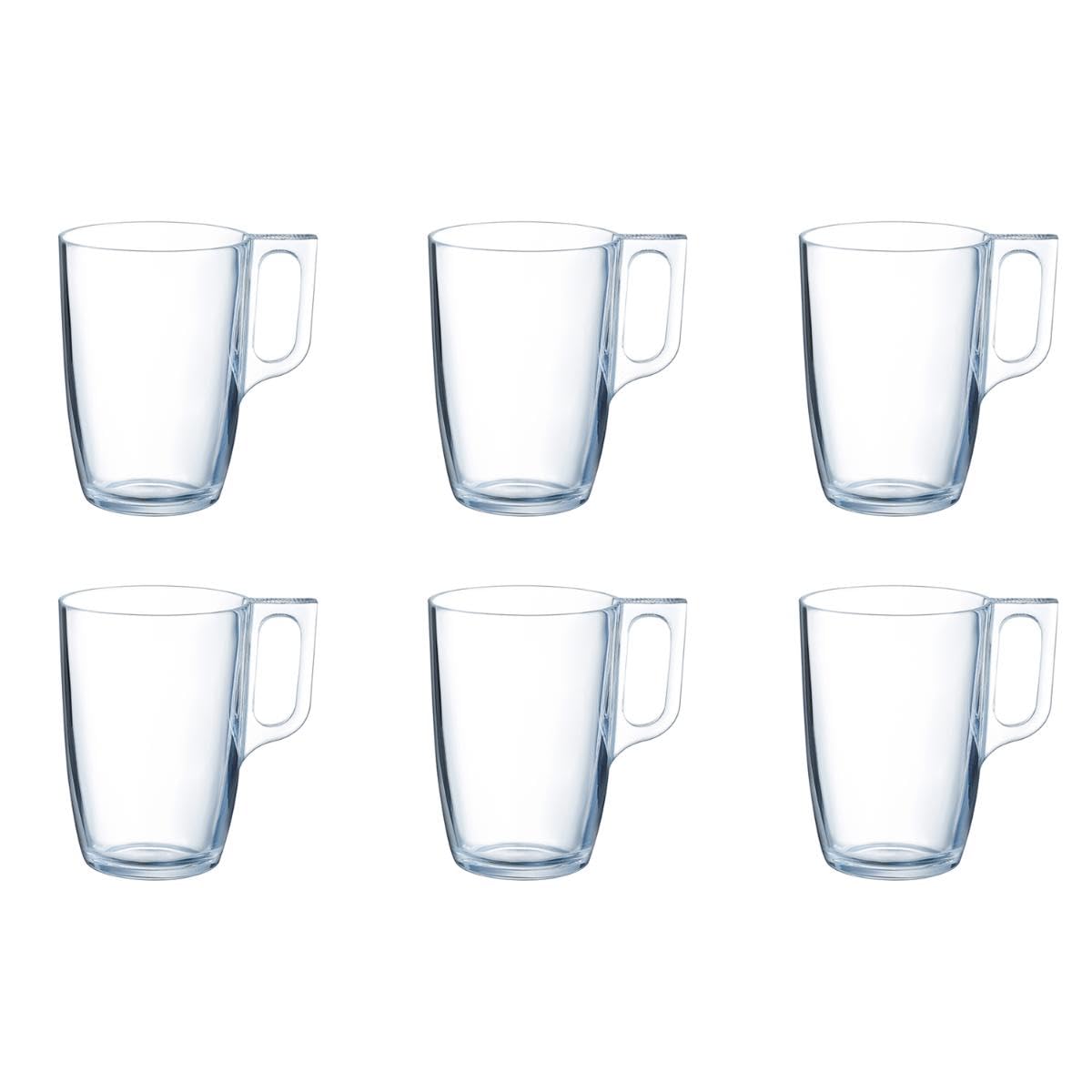Arcoroc ARC L3694 Voluto Bock Mug, Coffee Mug, 320 ml, Glass, Transparent, Set of 6