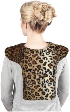 SunnyBayMicrowavable Shoulder Heating Wrap - Upper Back Coverage - Washable Hot Cold Compress - Back Shoulders Warmers - Neck Pain Relief Heat Wrap Leopard