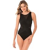 Miraclesuit Women's Swimwear Illusionist Palma Tummy Control High Neckline Soft Cup One Piece Swimsuit