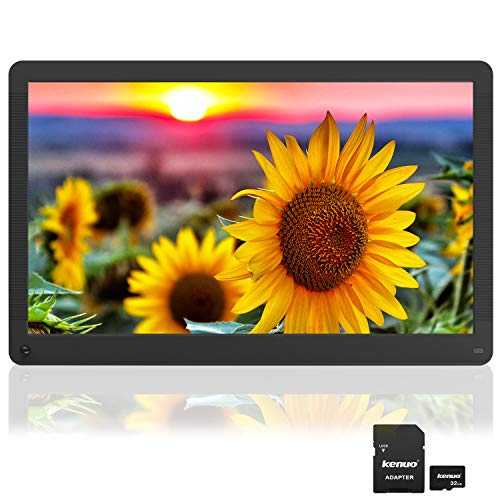 17 inch Digital Picture Frame, 1920×1080 IPS Screen Digital Photo Frame with 32G SD Card and Wall Mount, Motion Sensor, Auto Power On/Off, Music Support 1080P Video, SD Card and USB