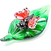 OYOYTLGX Tiny 2.16" Long Butterfly Figurine - Miniature Hand Blown Glass Butterfly Insect Colorful Crystal Animals Statue Decorative Collectible Figurines Décor Gifts