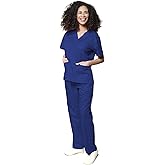 Dress A Med Women's Classic 8 Pocket Uniform Scrubs Set - Top & Pants