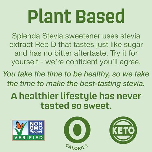 SPLENDA STEVIA ZERO CALORIE SWEETENER, PLANT BASED SUGAR SUBSTITUTE GRANULATED POWDER, 19 OZ JAR