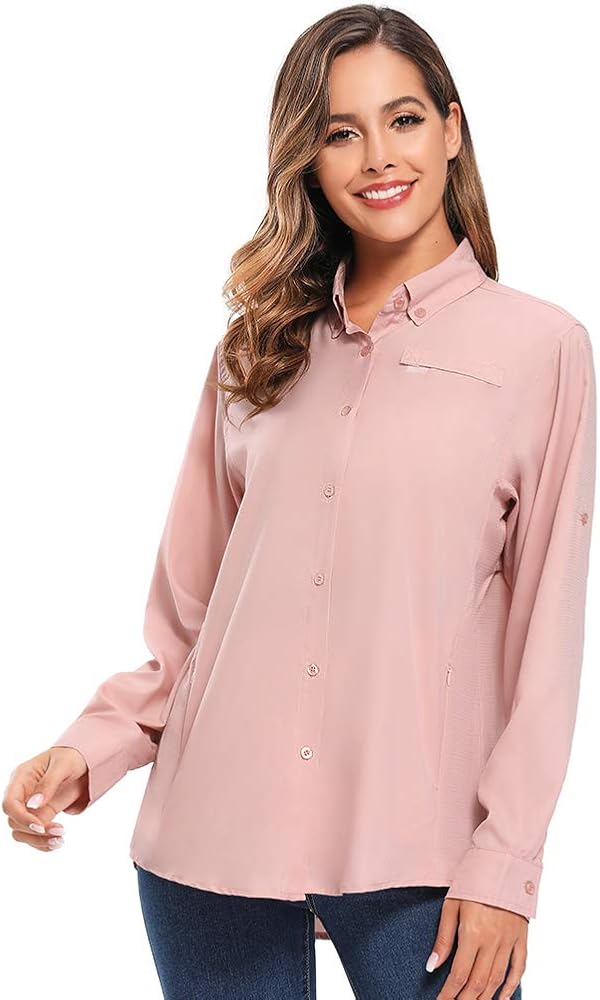 Jessie Kidden Women's Quick Dry Sun UV Protection Convertible Long Sleeve Shirts for Hiking Camping Fishing Sailing : Clothing