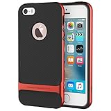 iPhone SE Case, ROCK® MOOST [Royce Series] Dual Layer Thin & Slim Shockproof Case for iPhone SE / iPhone 5s [Black / Red]