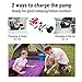 OlarHike Portable Quick-Fill Electric Air Mattress Pump for Pool Floats, Rechargeable Inflator Deflator with 110V AC & 12V DC Adapter, Black