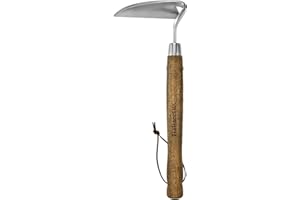 Haliaeetus Gardening Sickle Hoe, Japanese Bent Angle Weeding Sickle, Stainless Steel Weed Hoe Scraper, 13'' Gardening Hand Hoe with Ergonomic Wood Handle for Weeding, Loosening Soil and Cultivating