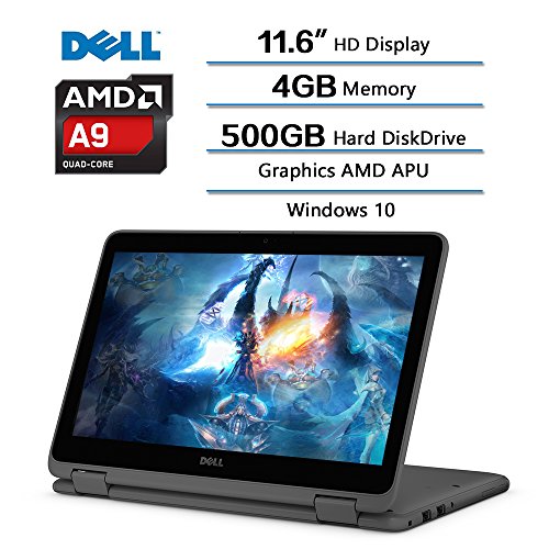 Dell Inspiron 11.6 inch Touchscreen 360 Convertible 2 in 1 Laptop, 11.6 HD (1366 x 768) Display, AMD A9-9420e 2.6GHz, 4GB DDR4 RAM, 500GB HDD, AMD APU, Windows 10
