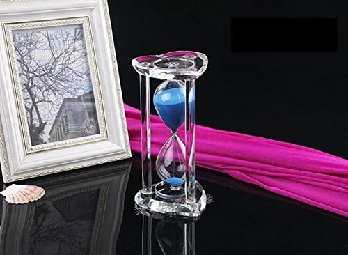 Hourglass Sand Timer 30 Minute Heart Crystal Creative Sand Timer for Kitchen, Office, School and Decorative Use - Finish with Real Beach Sand Blue