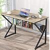 NOBLEWELL Computer Desk with Bookshelf 47 Inches, Brown