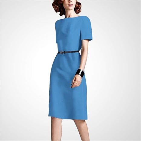 Amazon Co Jp Qscfert レトロな水玉プリントワンピース女性の春と夏の新しい半袖スリムパッケージヒップステップスカートの潮の長いセクション Color Blue Size Xl ホーム キッチン