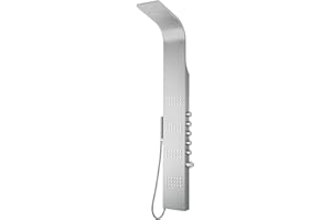 Blue Ocean 64.5” Stainless Steel SPS8727 Thermostatic Shower Panel Column with Rainfall Showerhead, Body Jets, and Handheld Showerhead, Shower Tower