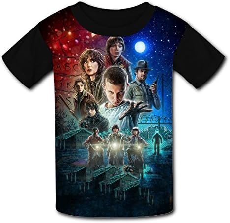 Things Make People Stranger Children Graphic Short Sleeve T-shirts Crew Neck for Boys Girls L