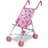 Anivia Baby Doll Stroller for Toddlers 3 Year Old Girls Metal Fold Up Doll Accessories for Toddlers 1-3 Cute Dog Design Gifts for Toddlers and Girls Toy Stroller