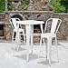 Flash Furniture 23.75'' Square White Metal Indoor-Outdoor Bar Table Set with 2 Stools with Backs