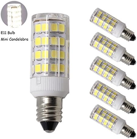 E11 Base LED Mini Candelabra ,Led Light Bulb 4W, 35W or 50W Equivalent halogen Repalcement 350 Lumens, 110, 120v,130V white 6000k-5packs (daylight)