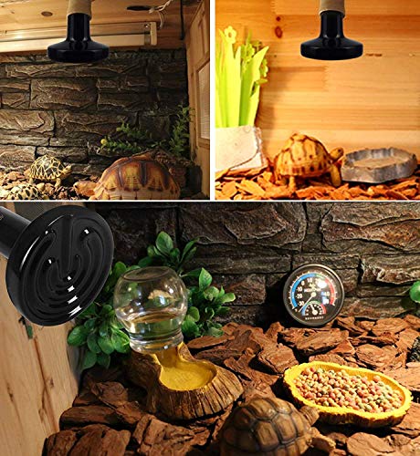 OMAYKEY 150W 2 Pack Ceramic Heat Lamp, Upgraded Thicker Infrared Reptile Heat Emitter Heater Lamp Bulb for Pet Brooder Coop Chicken Lizard Turtle Snake Aquarium, No Light No Harm, 24hr Heat Source