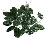 Fake Faux Artificial Green Wired Silk Floral Leaves for Home Kitchen Party Decorations or Handcrafts 200 Counts by ZXSWEET