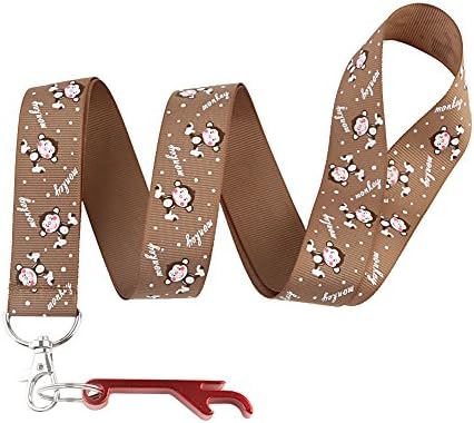 DIY Lovely Monkey Birthday Keychain Keyring Key Chain Holder Lanyard Straps with Mini Silver Steel Spring Clips -with Red Bottle Opener Keychain (Brown)