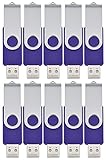 1GB Thumb Drive Pack of 10 Bulk USB 2.0 Flash Drives 1 GB, Portable Memory Sticks Swivel Pendrive Data Stick, Purple Zip Drive Jump Drive for Conference by FEBNISCTE