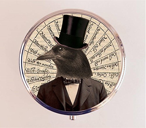 Steampunk Crow Pill Box Pillbox Case Holder Victorian Anthropomorphic Animal Art - Thumbnail 6