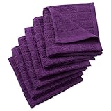 DII Cotton Terry Windowpane Dish Cloths, 12 x 12" Set of 6, Machine Washable and Ultra Absorbent Kitchen Bar Towels-Solid Eggplant
