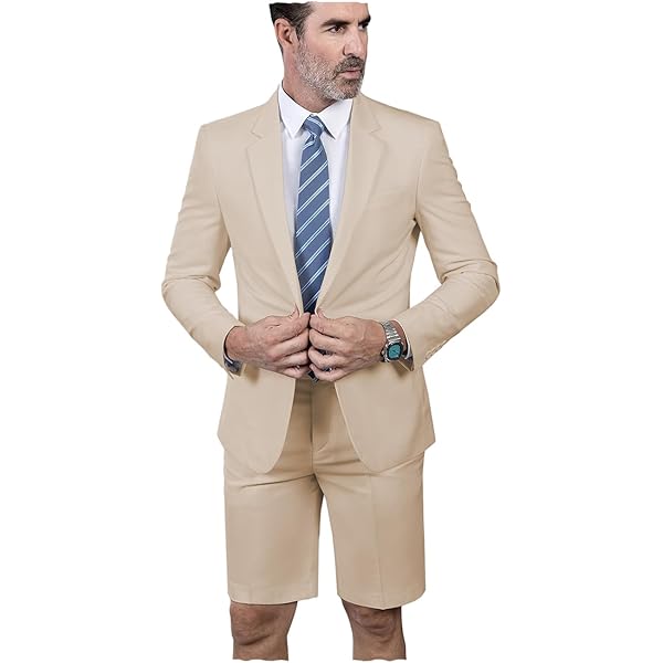 Mens Shorts Suit Casual Grooms Beach Wedding Slim Fit Tuxedo