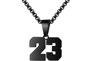 SUSOOK Number Necklace for Boy Black Athletes Number Stainless Steel Chain 00-99 Number Charm Pendant Personalized Sports Jewelry for Men Basketball Baseball Football