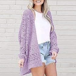 ADJHDFH Cardigan For Women Short Sleeve Eyelet