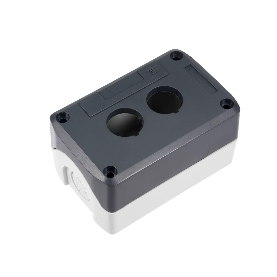 uxcell Push Button Switch Control Station Box 22mm 2 Button Hole Waterproof Gray and White