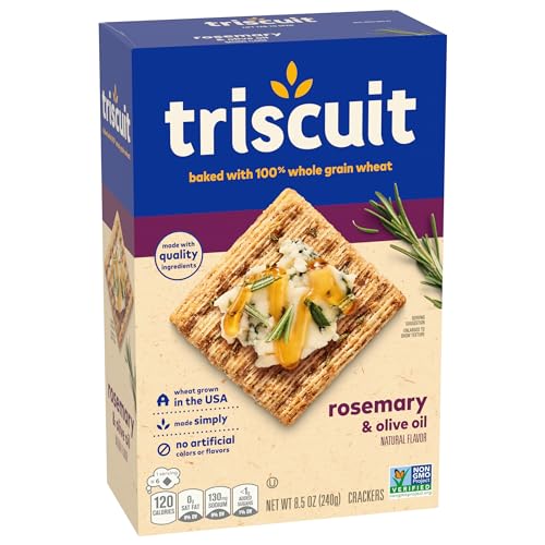 TRISCUIT ROSEMARY & OLIVE OIL WHOLE GRAIN WHEAT CRACKERS, LUNCH SNACKS, SNACK CRACKERS, 8.5 OZ