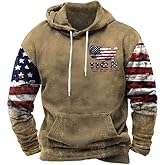 ZOCAVIA American Flag Hoodies for Men USA Graphic Hooded Sweatshirts Drawstring Western Ethnic Boys Pullover Tops