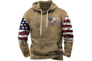 ZOCAVIA American Flag Hoodies for Men USA Graphic Hooded Sweatshirts Drawstring Western Ethnic Boys Pullover Tops