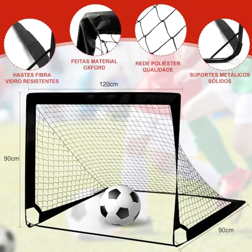 Golzinho Futebol, 120 * 90 * 90CM Trave de Gol, Trave Futebol, Goleira Rede Dobrável, Rede Portátil