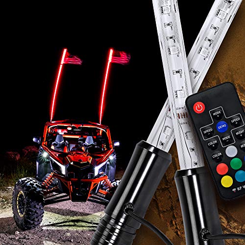 2pc 3ft LED Whip Lights for UTV ATV [21 Modes] [20 Colors] [RF Wireless