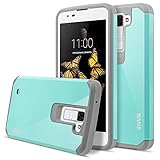 LG Escape 3 Case, LG Phoenix 2 Case, LG K8 Case, RANZ Grey with Aqua Blue Hard Impact Dual Layer Shockproof Bumper Case For LG K8/ LG K350N/ LG Phoenix 2 (AT&T)