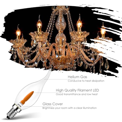 LVWIT LED Flame Light Bulb, Retro Flickering Flame E14 Bulb, Warm Light 1800K, Orange Filament Bulb 35 Lumens, Ideal for Daily Christmas and Party Decoration (6U, 2 Modes)